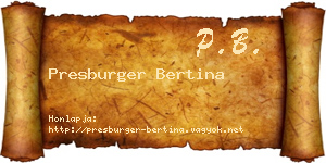 Presburger Bertina névjegykártya